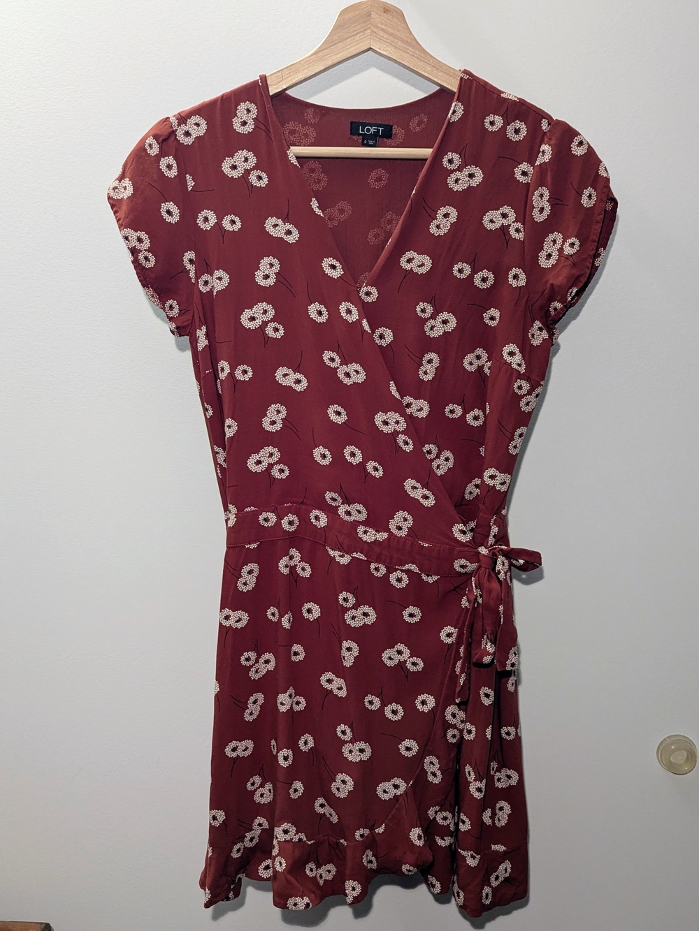 LOFT Rust Floral Wrap Mini Dress